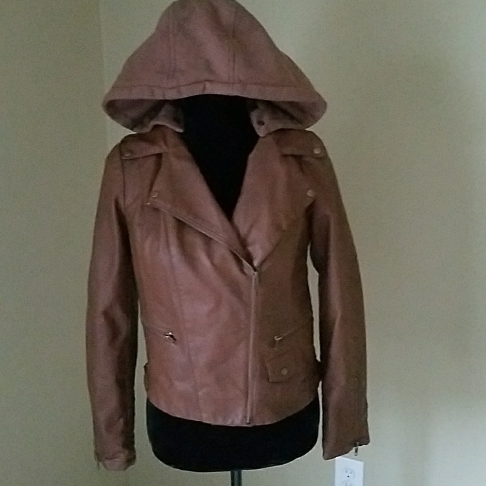 EUC Leather hooded jacket